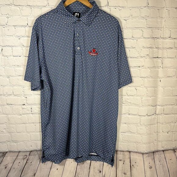 FootJoy Half Moon Geo Lisle Self Collar Golf Polo size XL Blue Apple Centennial - Picture 1 of 8